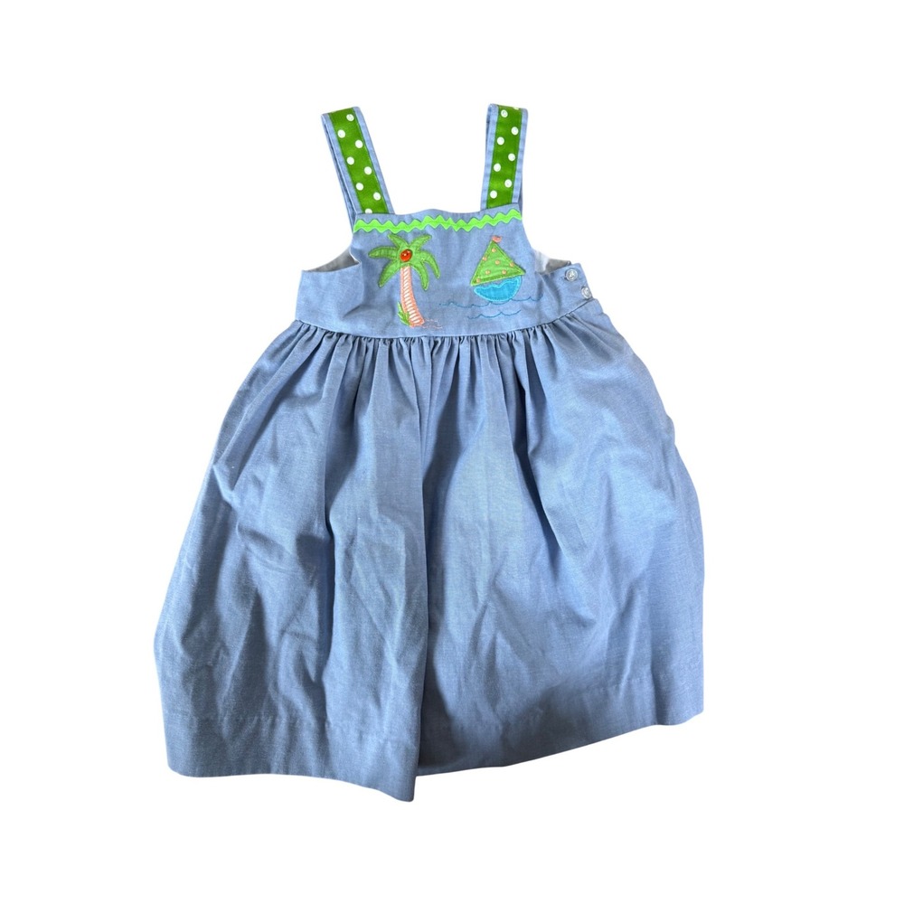 The Bailey Boys tropical embroidered girls dress blue